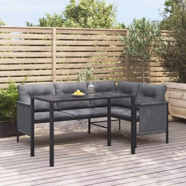 Berkfield Home Modern Garden Dining Table in Anthracite and Black Steel, W/D/H: 110 x 54 x 70 cm – 1
