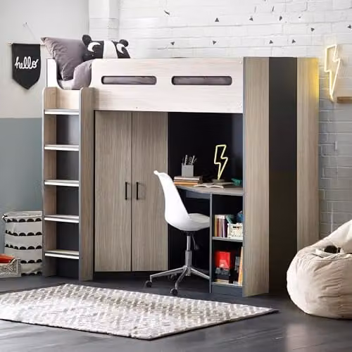 Julian Bowen Hercules High Sleeper Bed Frame in Anthracite and White, W/D/H: 90 x 200 cm – 1