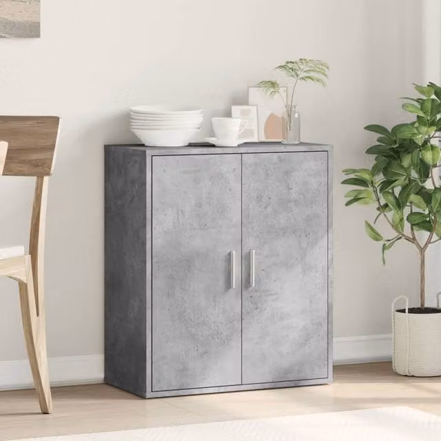 Berkfield Home Modern Sideboard in Concrete Grey, W/D/H: 79 x 38 x 80 cm