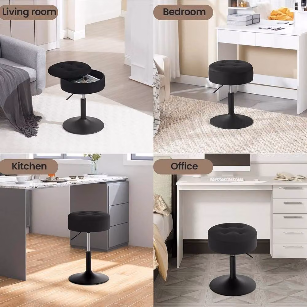 FORGEVIO Set of 2 Height Adjustable Black Bar Stools with Metal Frame and Removable Cover – 2