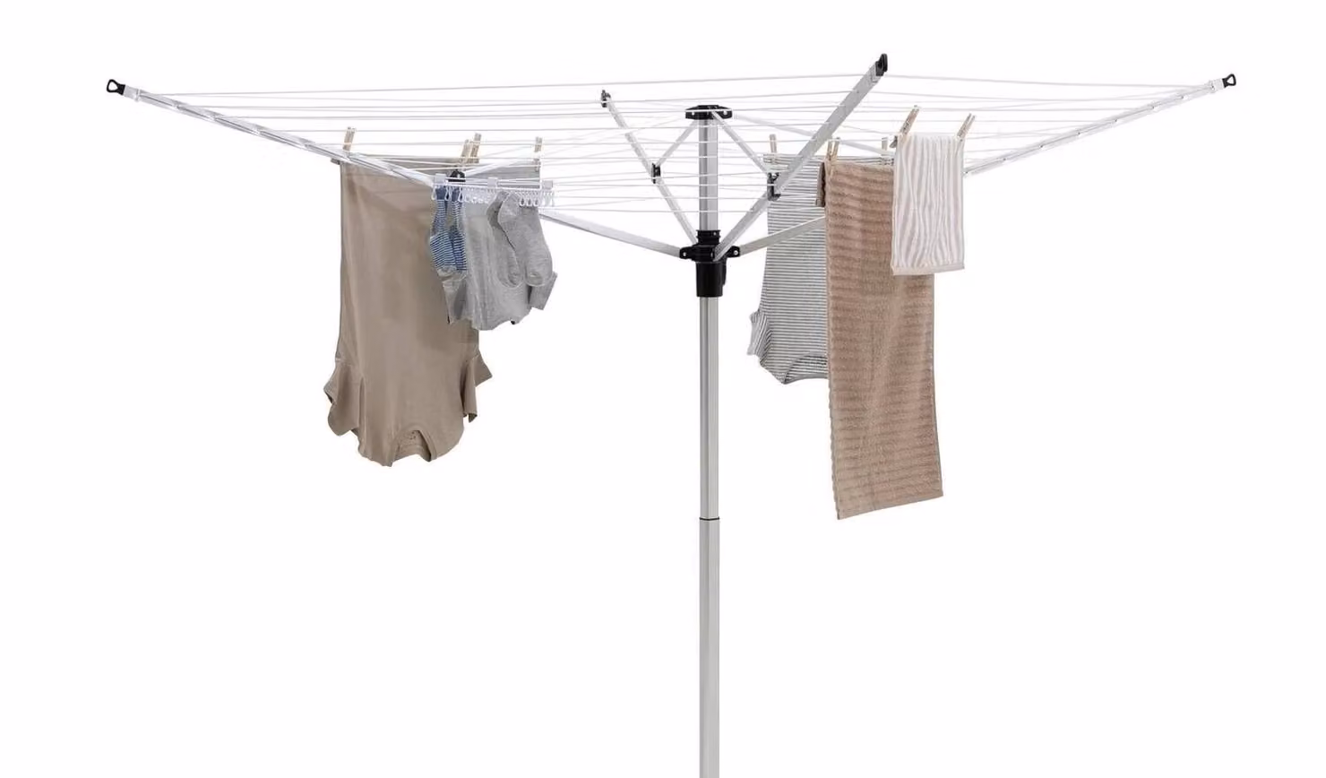 Silver Aluminium Telescopic 50m 4 Arm Rotary Airer Outdoor Washing Line Garden Dryer