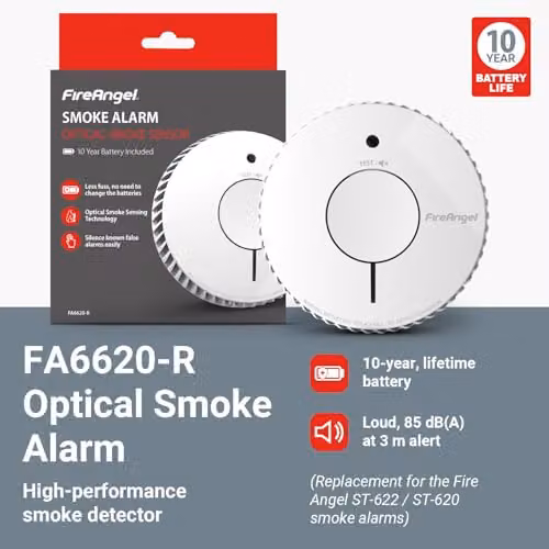 FireAngel White Battery Powered Optical Smoke Alarm – 2