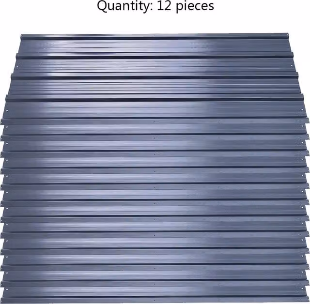 Livingandhome Set of 12 Black Steel Corrugated Metal Panels