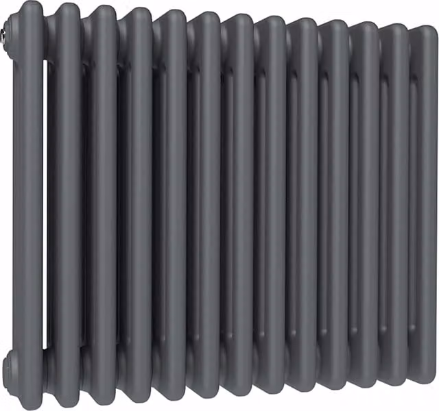 Lux Heat Anthracite Grey Horizontal 4 Column Traditional Steel Radiator, H: 50.0 cm, W: 60.5 cm