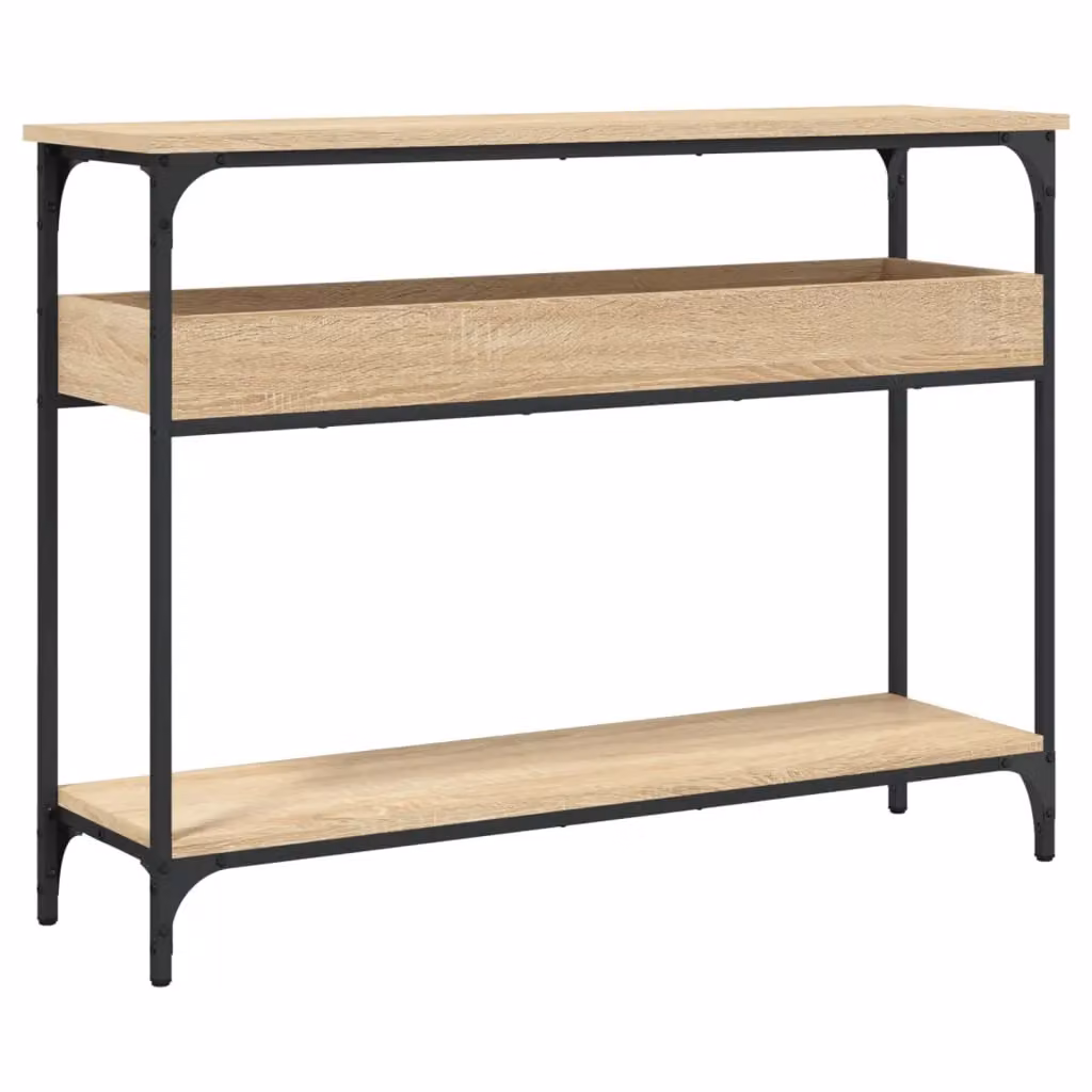 Berkfield Home Console Table with Shelf in Sonoma Oak Brown, W/D/H: 100 x 29 x 75 cm – 2