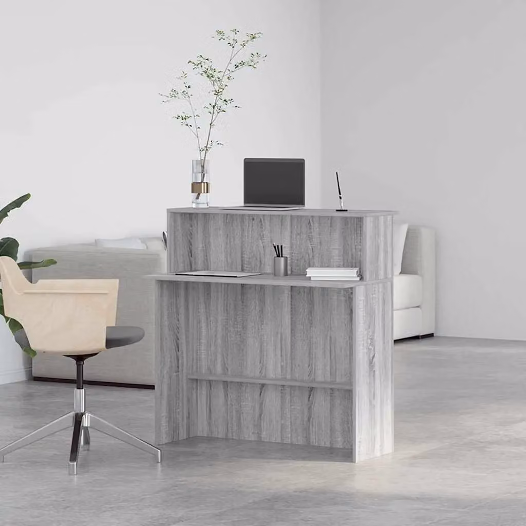 Berkfield Home Reception Desk in Grey Sonoma, W/D/H: 100 x 50 x 103.5 cm – 2