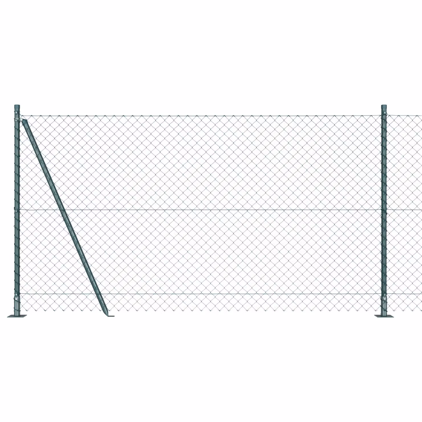Berkfield Home Green Galvanised Steel Chain Link Fence with 13 Flanged Posts, H: 1.2 m x W: 25 m – 2