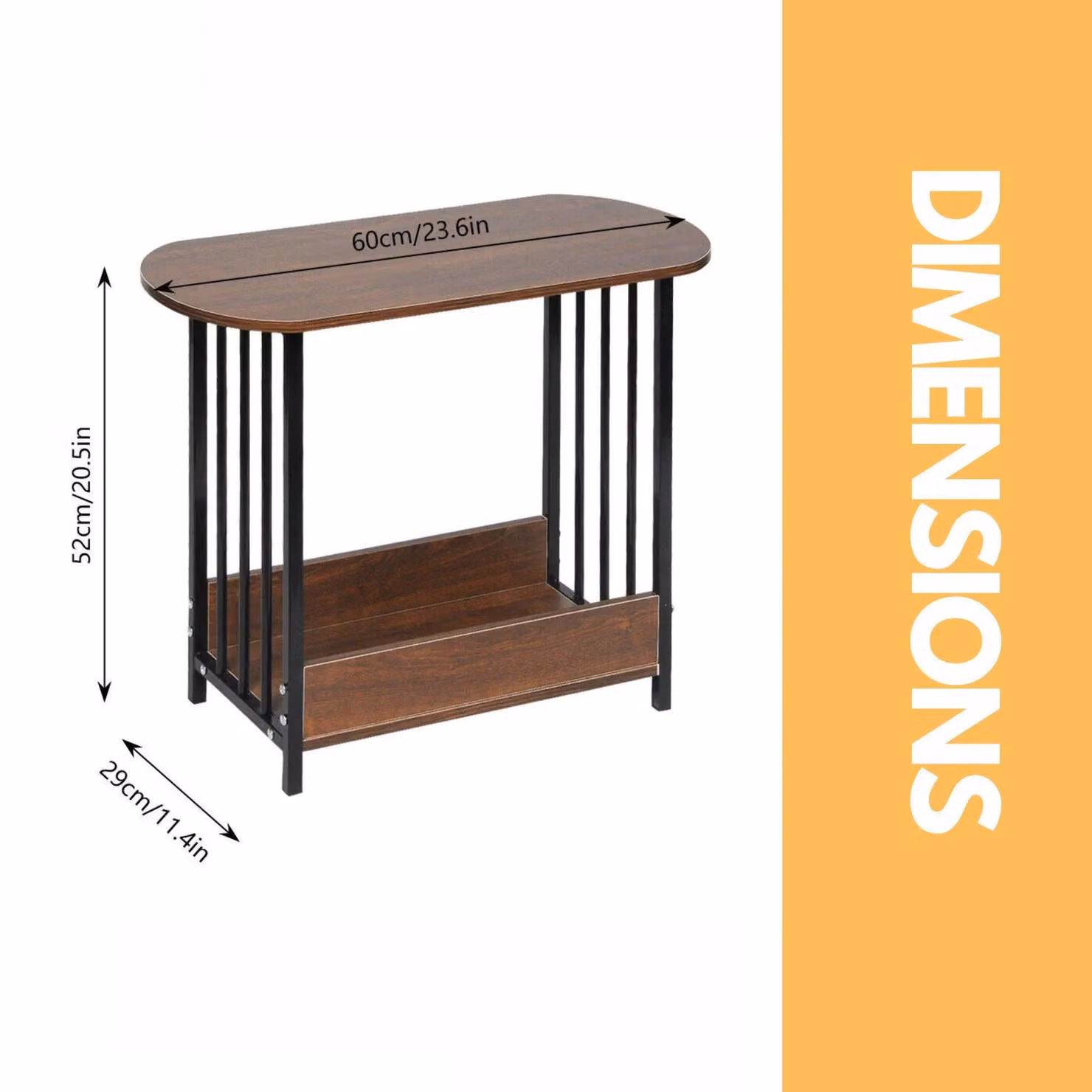 Pirlo Plush 2 Tier Narrow Side Table in Brown – 2