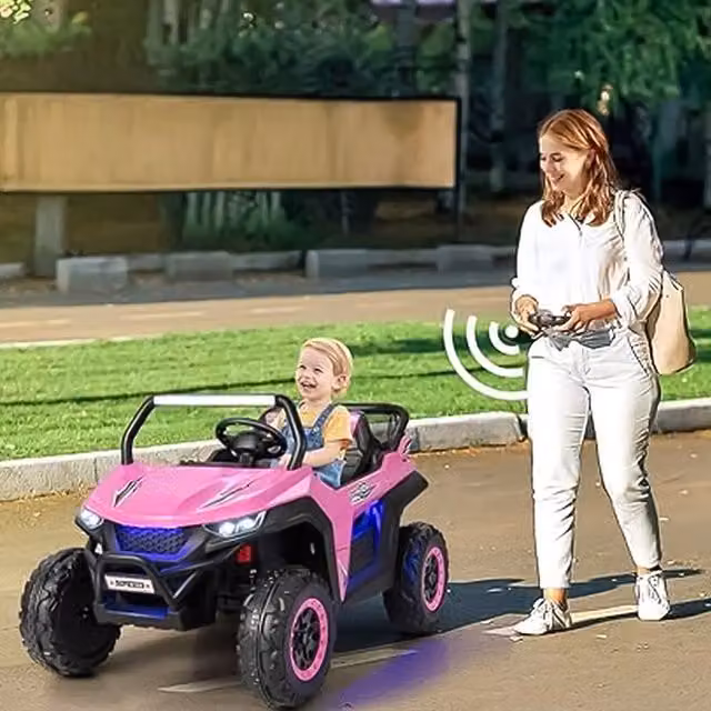 Costway 2-Seater Kids Electric Ride on UTV with Remote Control and Light and Sound Effects, Pink