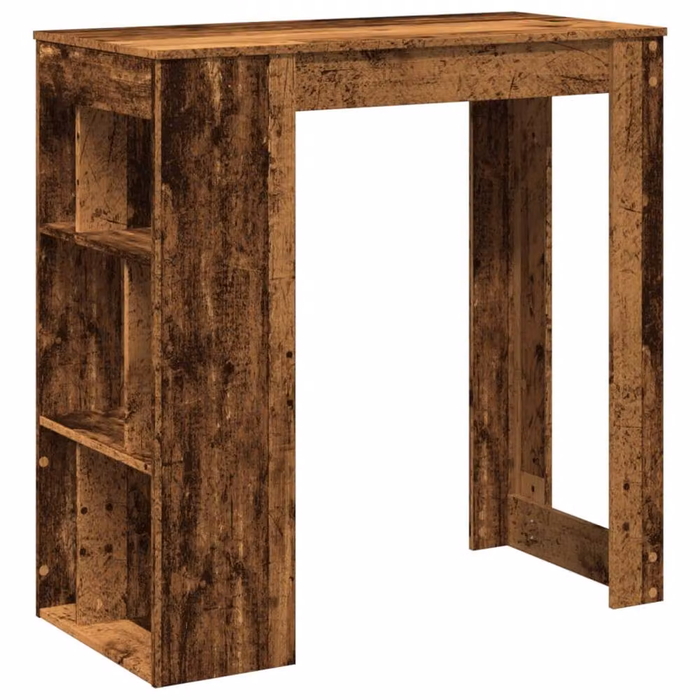 Berkfield Home Bar Table with Racks in Old Wood Brown, W/D/H: 102 x 50 x 103.5 cm – 2