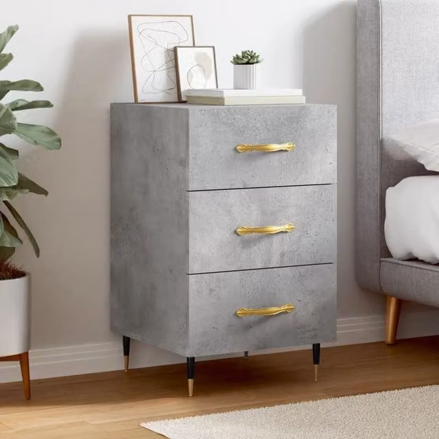 Berkfield Home Modern Bedside Cabinet in Grey, W/D/H: 40 x 40 x 66 cm – 1