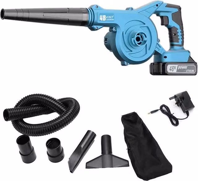 VOGREX 48V Cordless Leaf Blower Vacuum in Blue with 2 x Rechargeable Batteries
