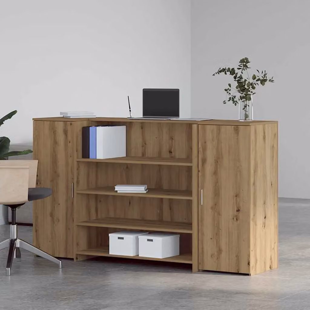 Berkfield Home Artisan Oak Reception Desk in Brown, W/D/H: 180 x 50 x 103.5 cm – 2