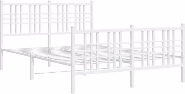 Berkfield Home Metal Bed Frame with Footboard in White, W/D/H: 137 x 190 x 90 cm – 1