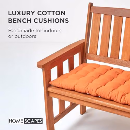 Homescapes 2 Seater Garden Bench Cushion in Orange, W: 108 cm, D: 42 cm – 3