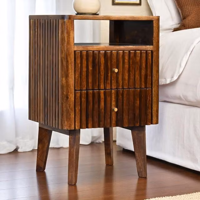 Artisan Furniture Reeve Mango Wood Bedside Table in Brown