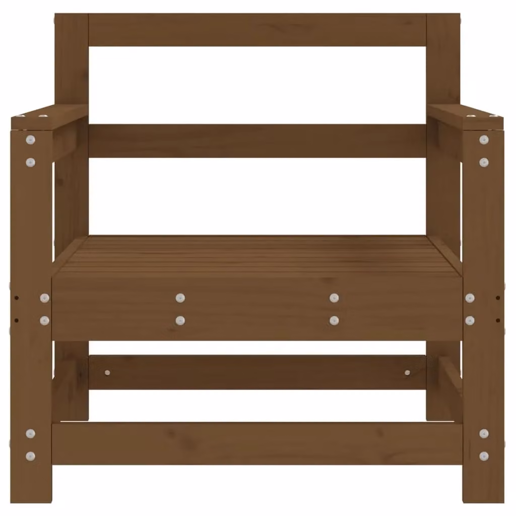 Berkfield Home Set of 2 Rustic Garden Chairs in Brown Solid Pine Wood with Armrests – 4