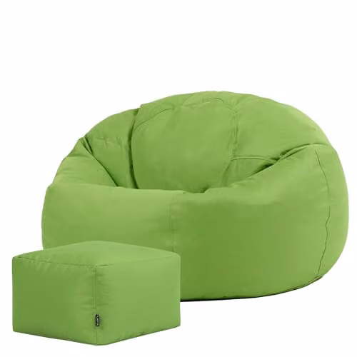 Bean Bag Bazaar Kingston Outdoor Bean Bag and Footstool with Filling in Green