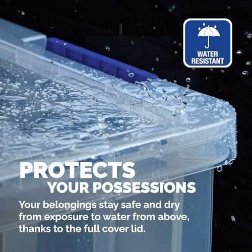 Bankers Box ProStore 3x 36L Stackable Plastic Archive Storage Boxes with Lids, Transparent, W: 47.5 cm, D: 31.5 cm, H: 38 cm – 3