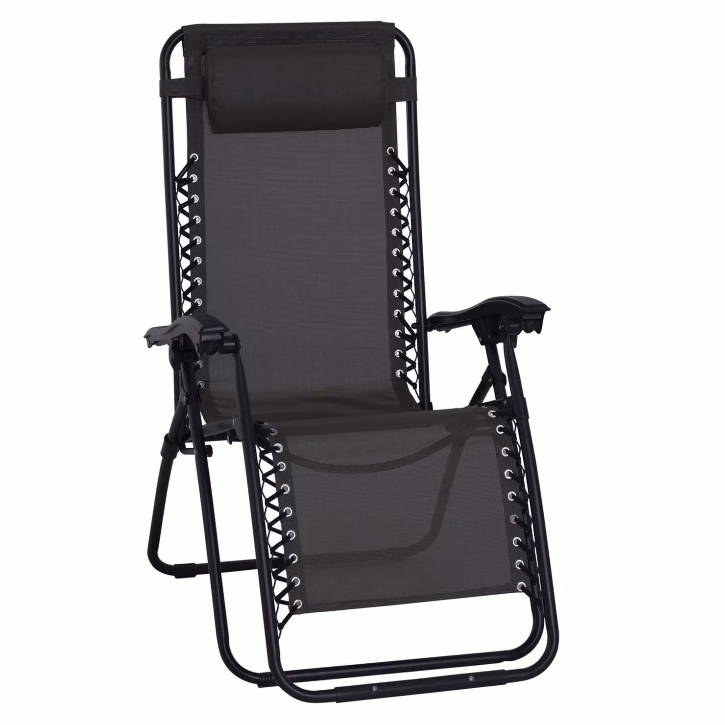 OUTSUNNY Zero Gravity Reclining Lounger with Adjustable Headrest in Black – 2