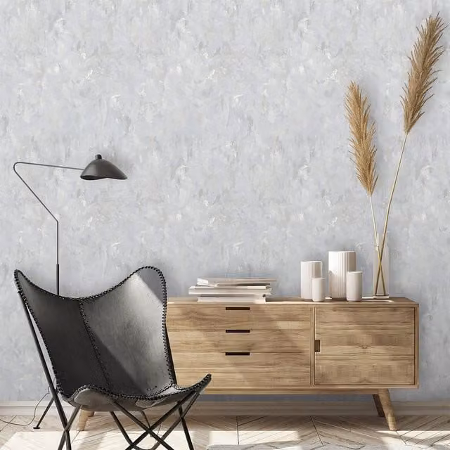 Grandeco Camilla Plain Vintage Wallpaper in Grey