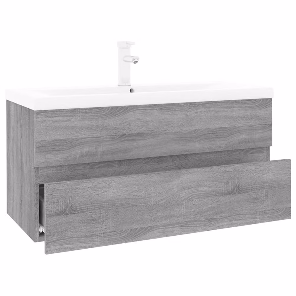 Berkfield Home Grey Sonoma Sink Cabinet with Built-in Basin, W: 90 cm, D: 45 cm, H: 38.5 cm – 2