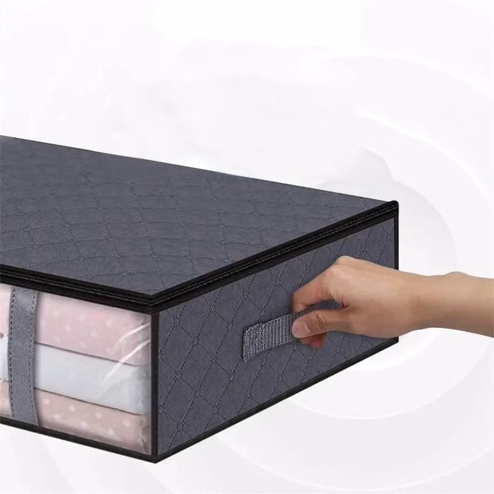 EONLION 4 Pack Grey Fabric Underbed Storage Boxes with Handles, W/D/H: 50 x 50 x 38 cm – 5