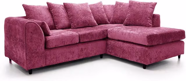 Furniture786Ltd Dynasty 4 Seater Right-Hand Corner Sofa in Purple Chenille Fabric
