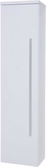 Clifton White Wall Mounted Tall Boy Bathroom Unit with Soft Close Hinged Doors, H 140 cm x W 35.5 cm
