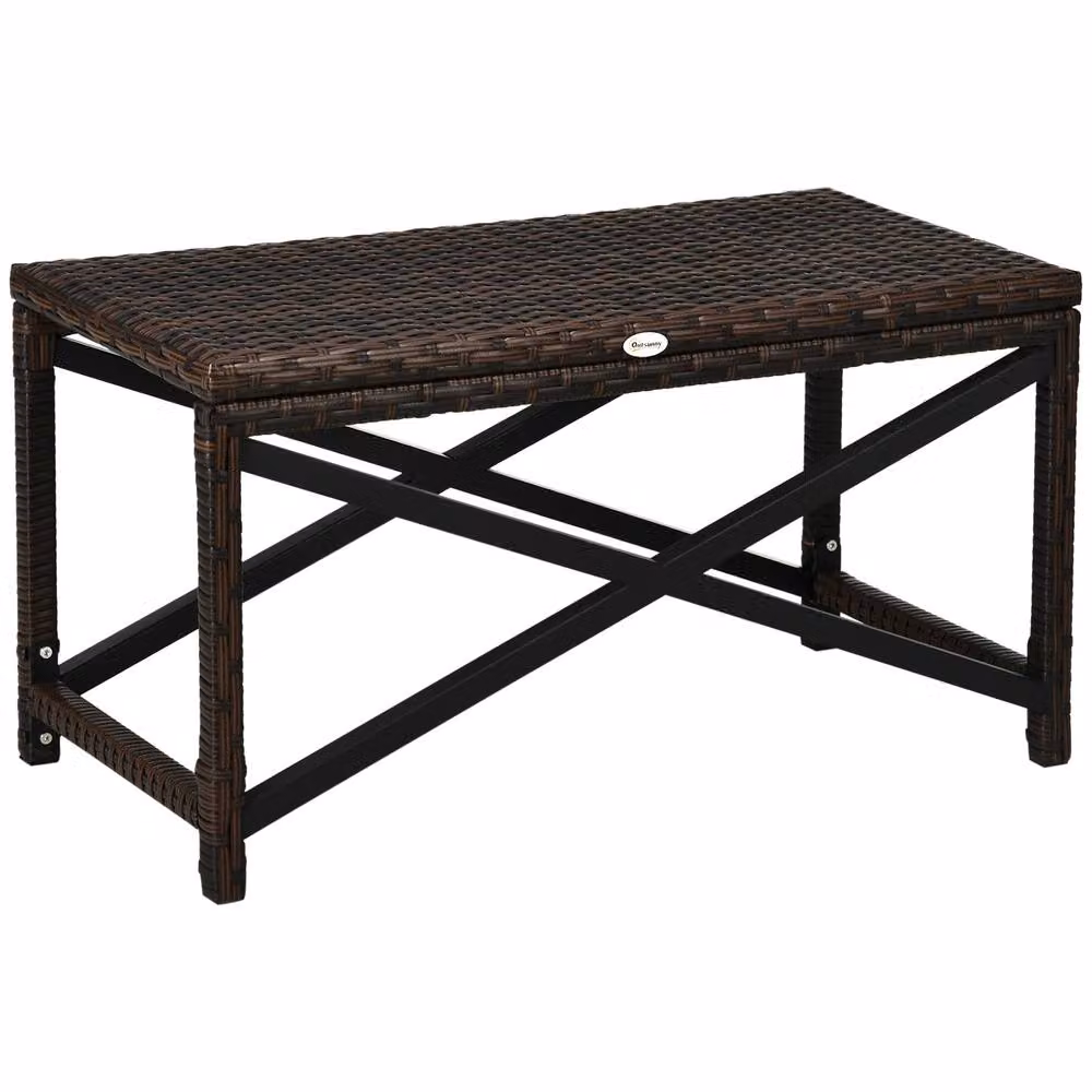 OUTSUNNY Brown Polyrattan Woven Outdoor Coffee Table – 2
