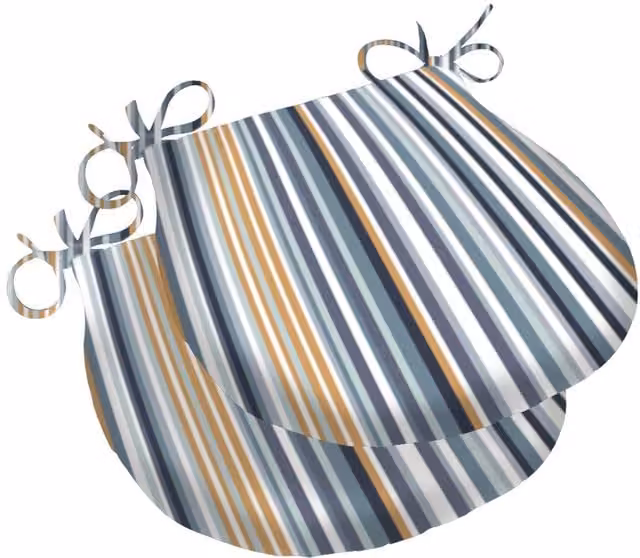 Livinluxury Set of 2 Maritime Round Water Repellent Garden Seat Pads in Multicolour and Grey, Diameter: 37 cm