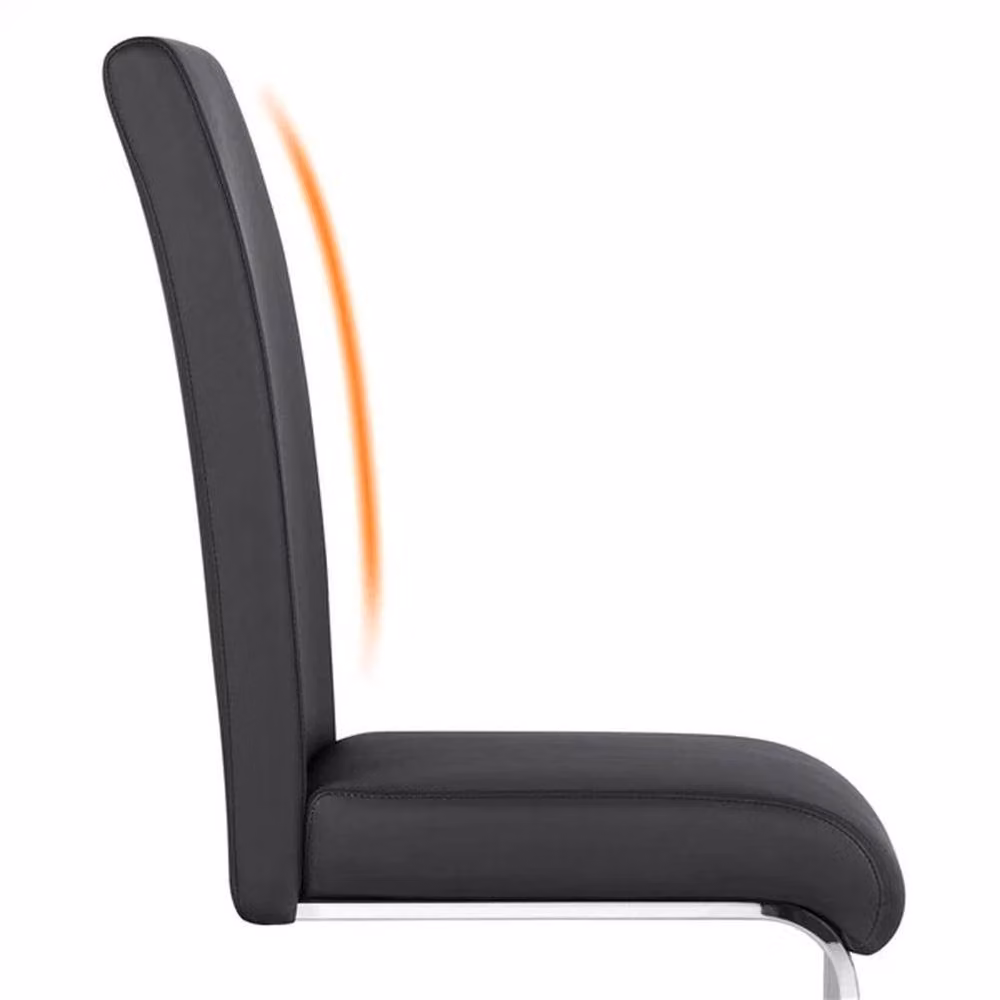 EONLION Set of 2 Black PU Leather Modern Dining Chairs with Cantilever Base – 3
