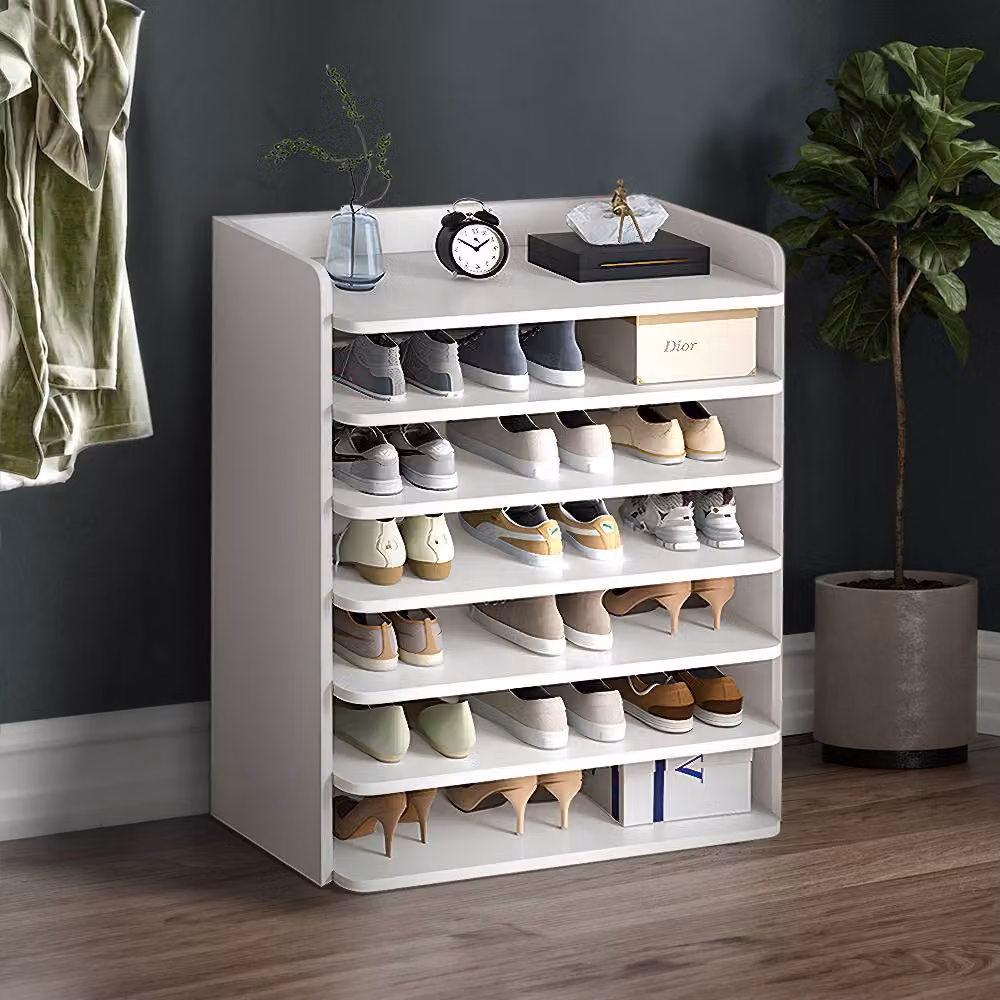 Living and Home 7-Tier White Shoe Rack Cabinet for Entryway and Hallway, Width: 62 cm – 2