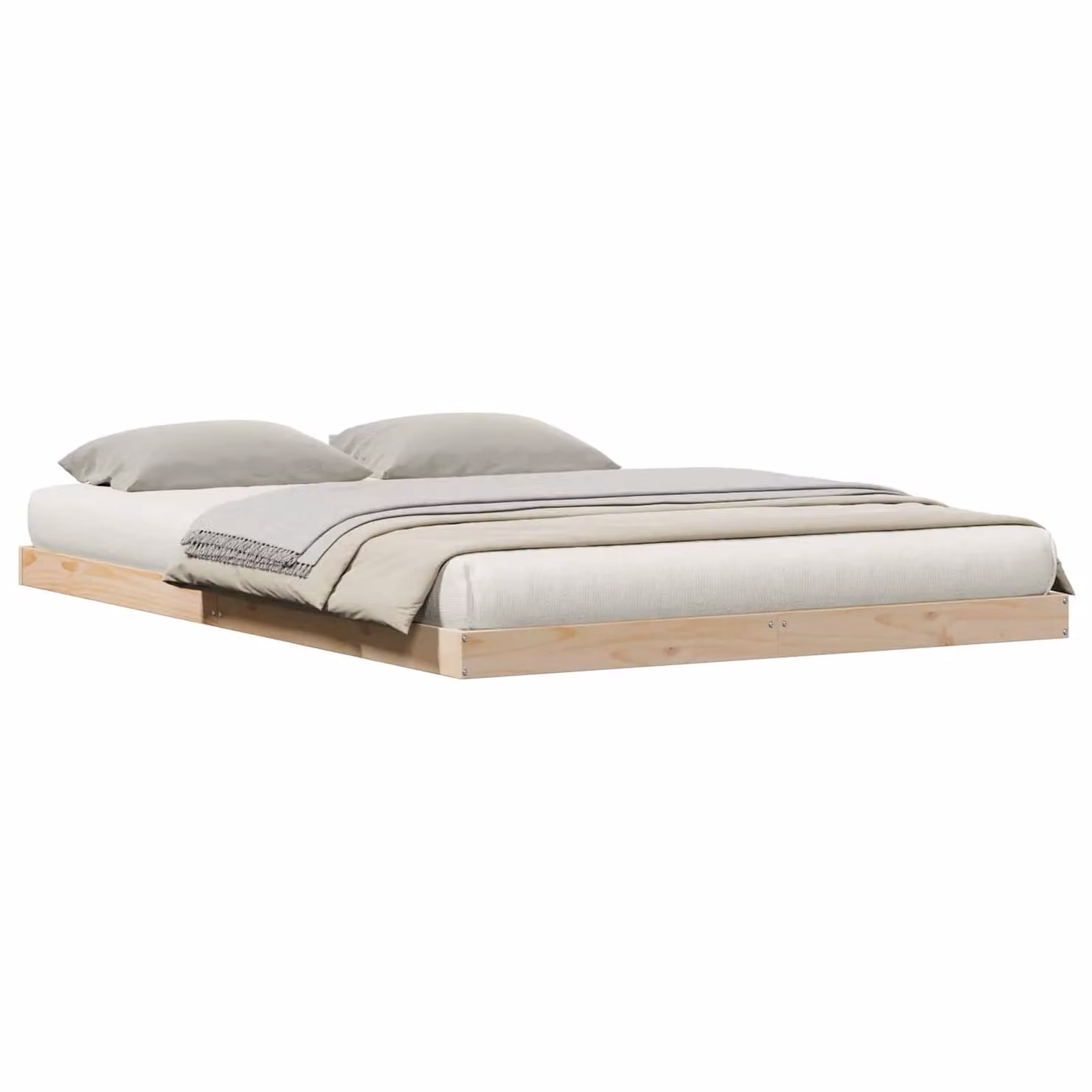 Berkfield Home Modern Floor Bed Frame in Beige Solid Pine Wood W/D/H: 160 x 220 x 200 cm – 2