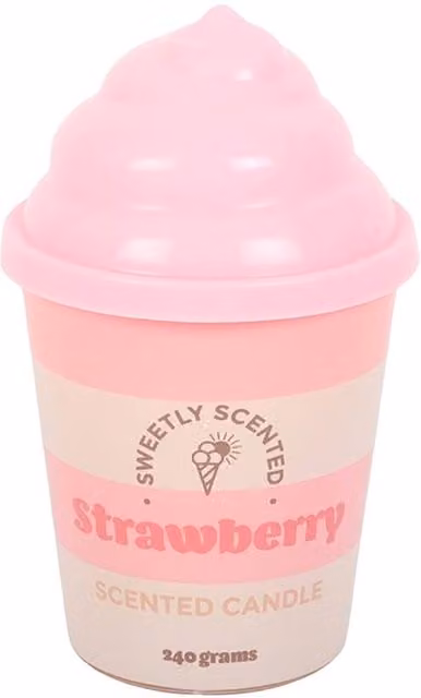 Something Different Strawberry Ice Cream Scented Candle in Pink