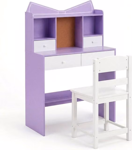 Havendro Purple Kids Study Desk, Chair and Shelf Set