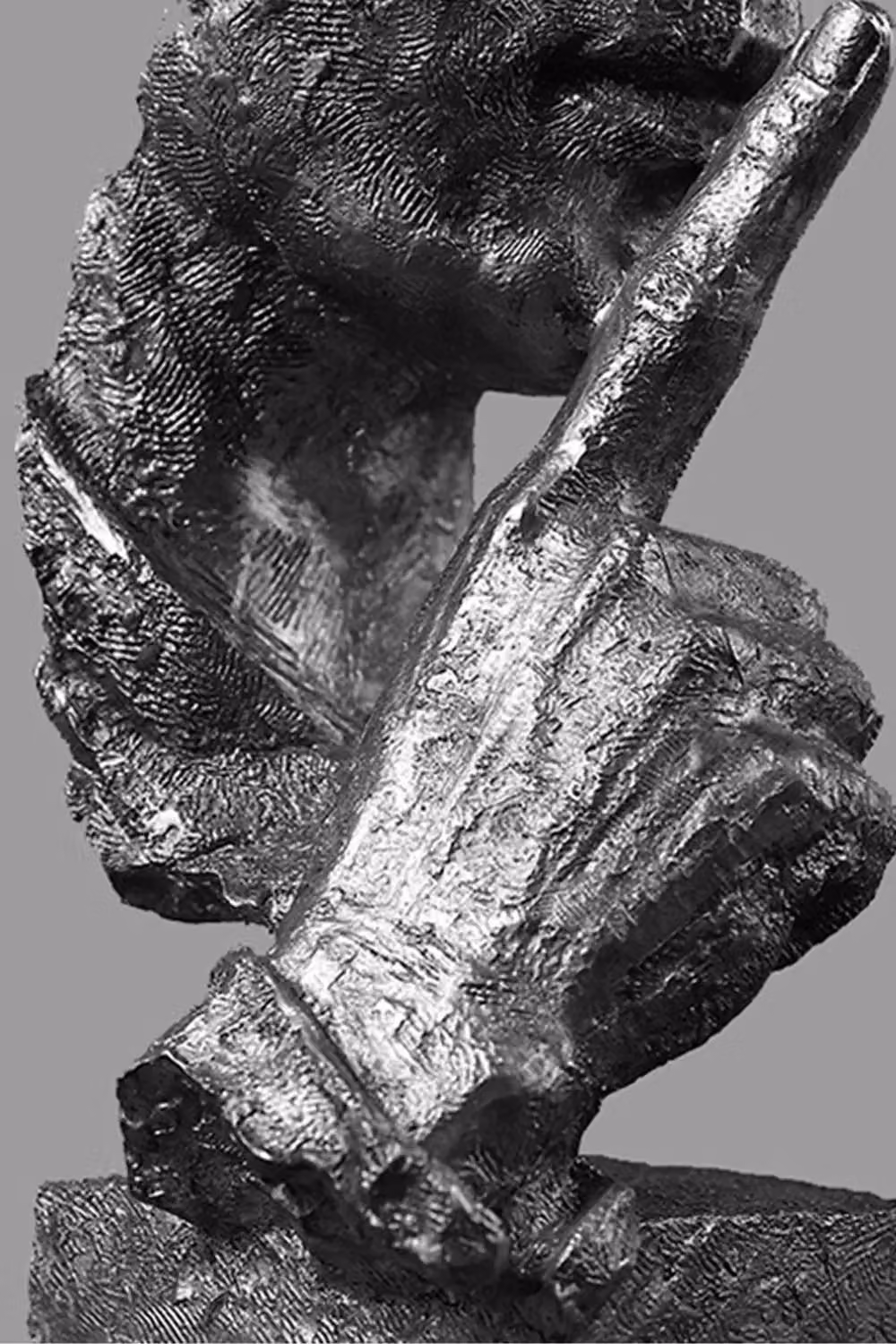 Living and Home Silver Abstract Men Figure Statue, Modern Metal Keep Silence Figurine for Tabletop – 3