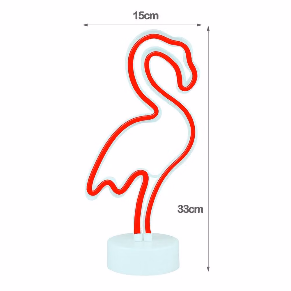 Simpa LED Novelty Neon Flamingo Light in Red and Pink, W: 33.0 cm, H: 15.0 cm – 2