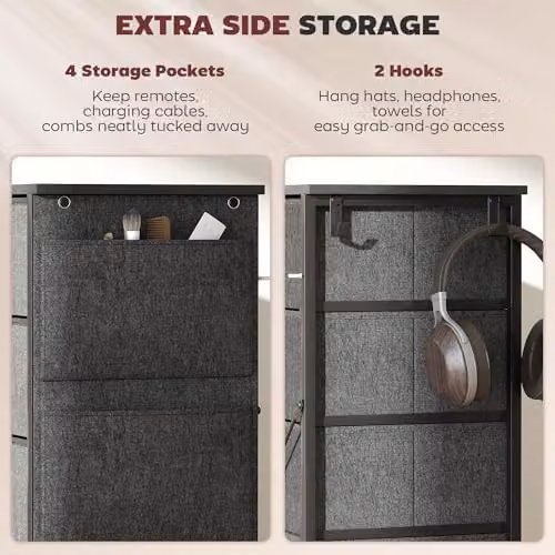 HOMCOM Modern Charcoal Grey Chest of Drawers with 10 Fabric Drawers for your Bedroom, W/D/H: 94.5 x 30 x 86 cm – 4