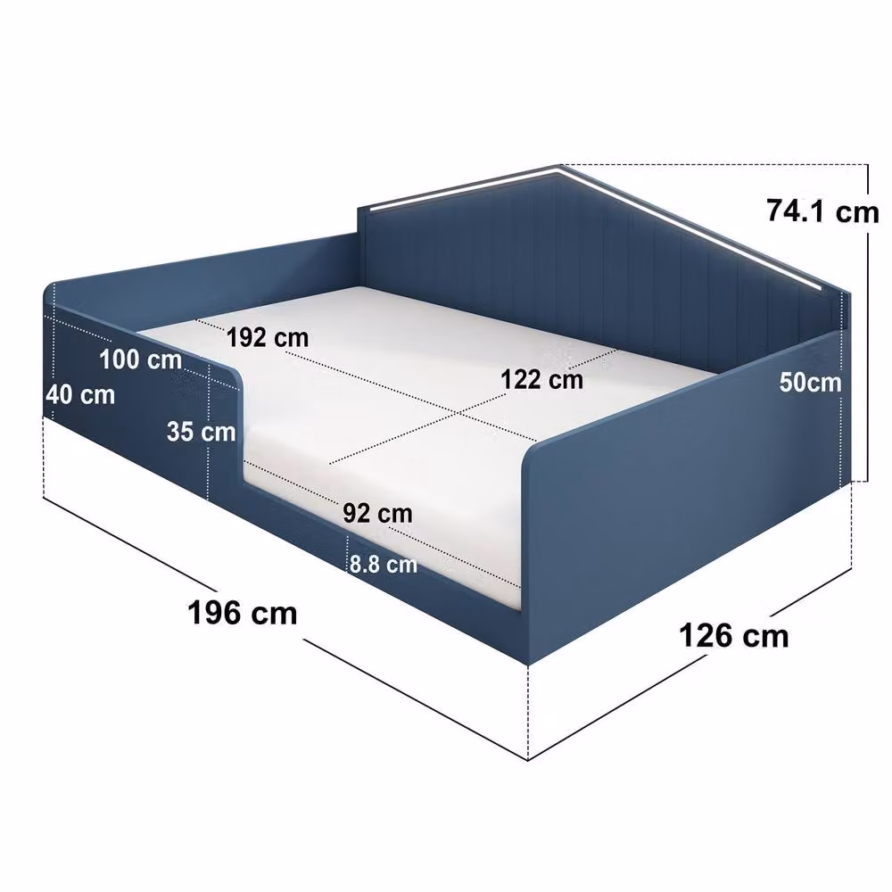 Flair Wilbur Small Double Montessori Bed with LED Lighting in Navy Blue – 4