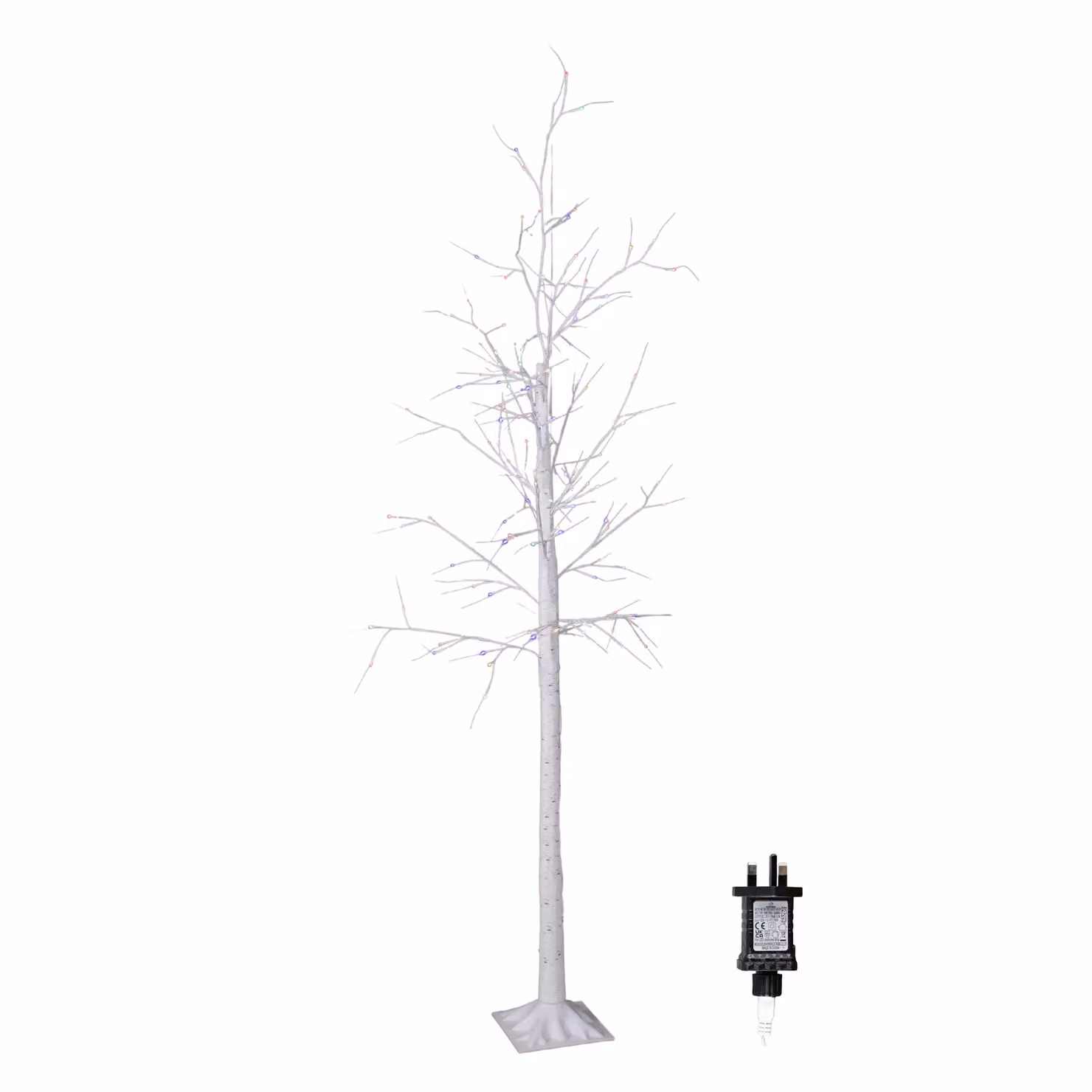 Samuel Alexander 2.4m Light up Christmas Birch Tree with 136 Multi-Coloured LEDs, White – 3
