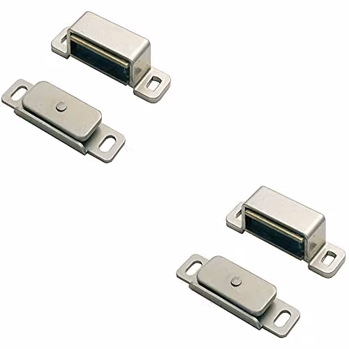 Loops 2 Pack Magnetic Cupboard Door Catches, Nickel Plated, Silver, 36.5mm Fixing Centres, 3.5kg Pull