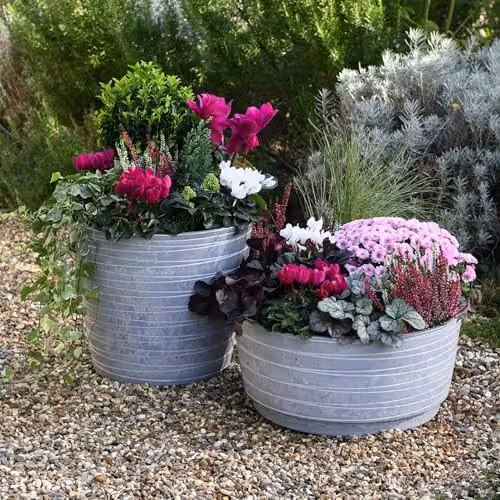 Garden Gear Caesar Trinity Marble Effect Planters, Set of 2, Grey – 2