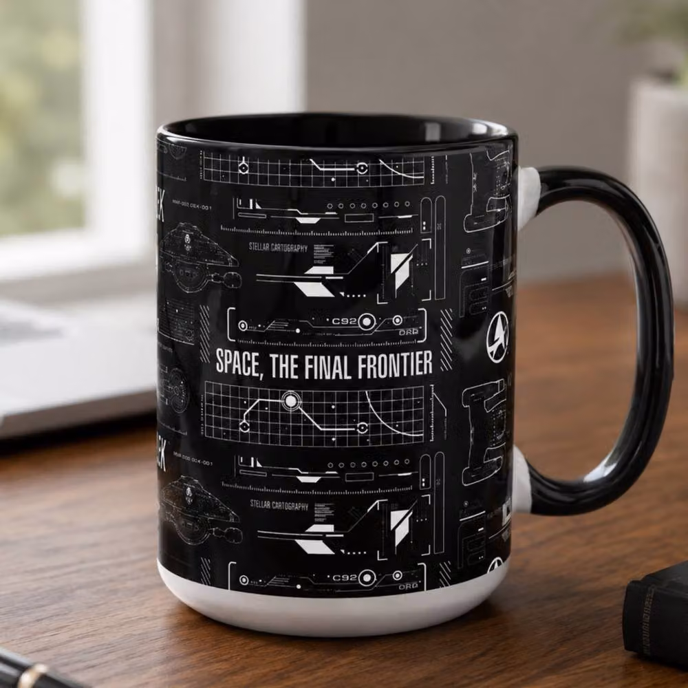 Widdop and Co. Star Trek Tech Geometric Mug in Black and White, 444ml – 5