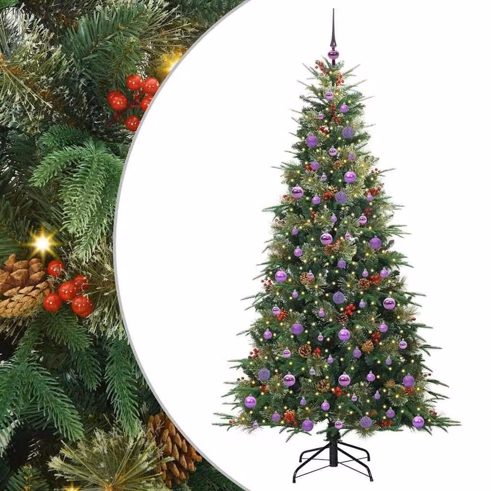 Berkfield Home Artificial Hinged Christmas Tree in Green, Height: 210 cm – 2