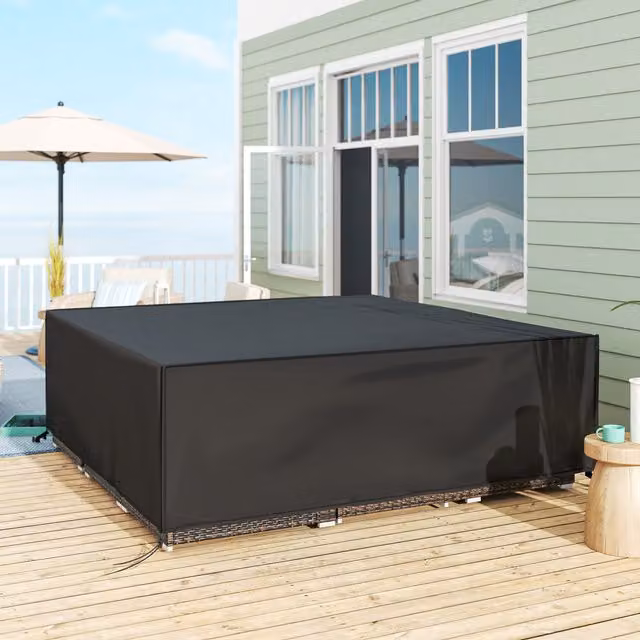 Outsunny Square Outdoor Furniture Cover in Black Oxford Cloth with PVC Coating
