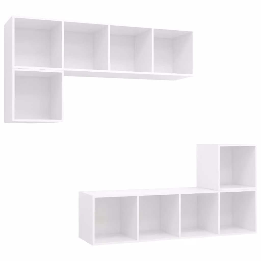 Berkfield Home 4 Piece White Minimalist TV Cabinet Set in Engineered Wood – 2