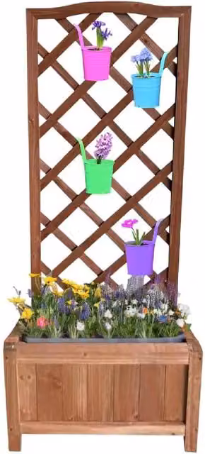 BARGAINS-GALORE Large Wooden Rectangular Garden Trough Planter in Brown, W/D/H: 120 x 45 x 45 cm