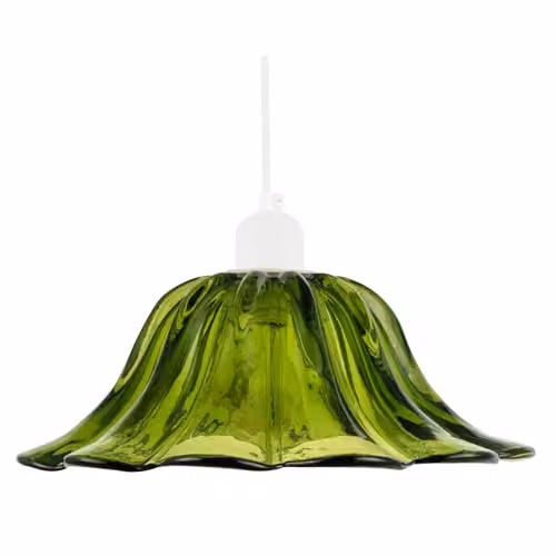 Happy Homewares Modern Scallop Moulded Glass Pendant Light Shade in Green, W/D/H: 10 x 10 x 26 cm – 1
