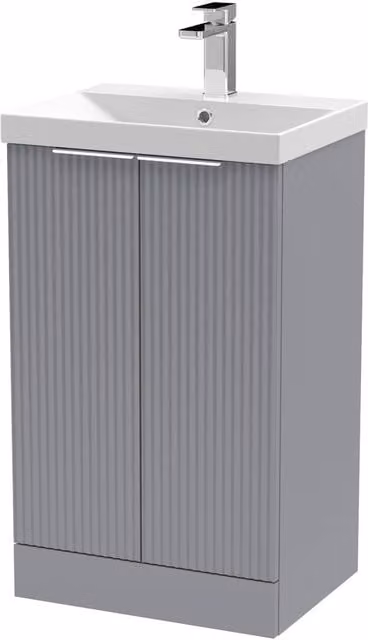Balterley Tixall Fluted 2 Door Vanity Basin Unit in Matt Satin Grey, Width: 50 cm